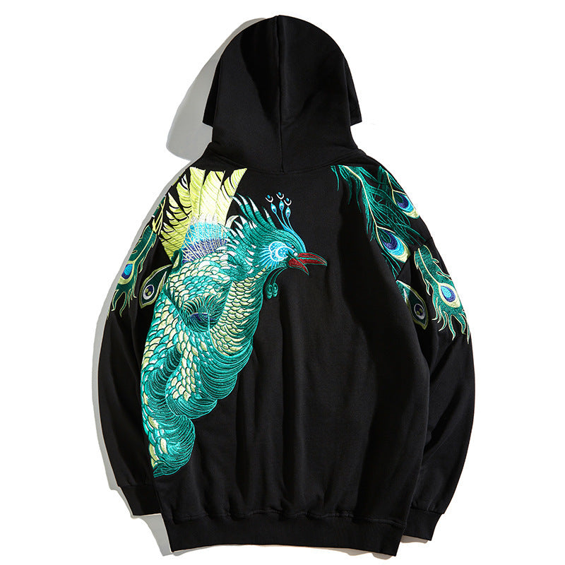 Autumn And Winter Embroidery Peacock Hoodie