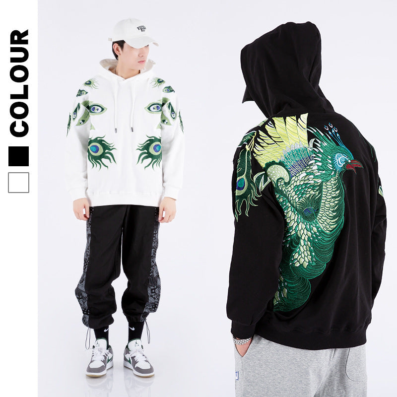 Autumn And Winter Embroidery Peacock Hoodie