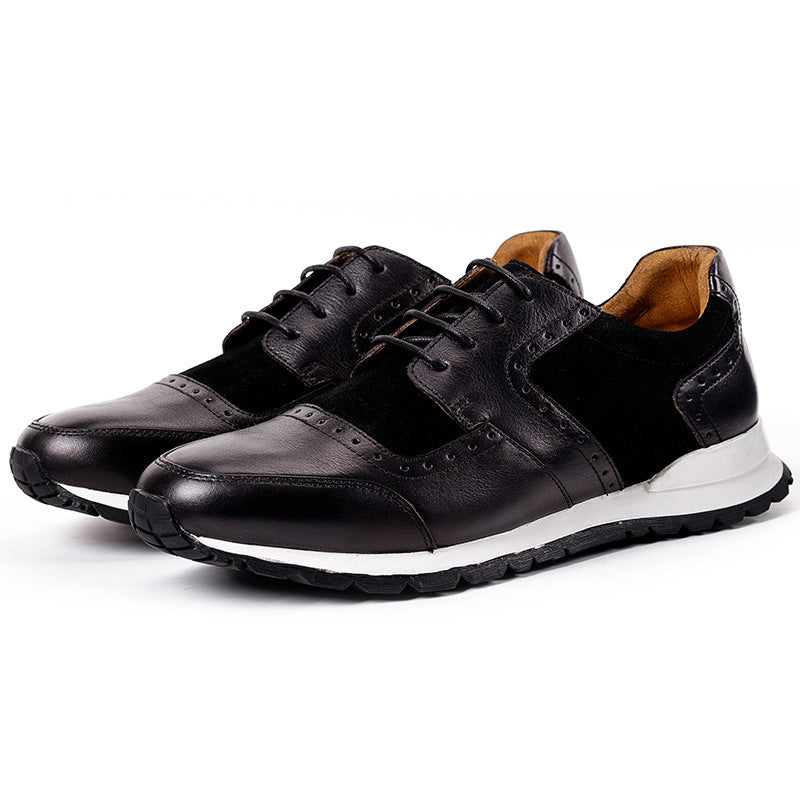 Men's handmade breathable sports low-top leather shoes