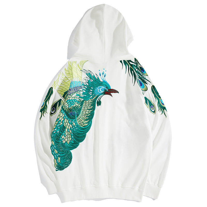 Autumn And Winter Embroidery Peacock Hoodie