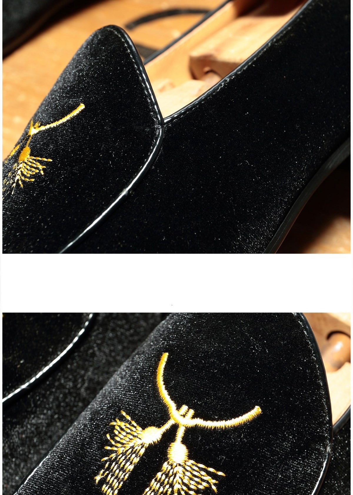 Breathable Small Leather Shoes Hair Stylist  Gold Velvet