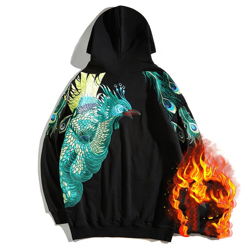 Autumn And Winter Embroidery Peacock Hoodie