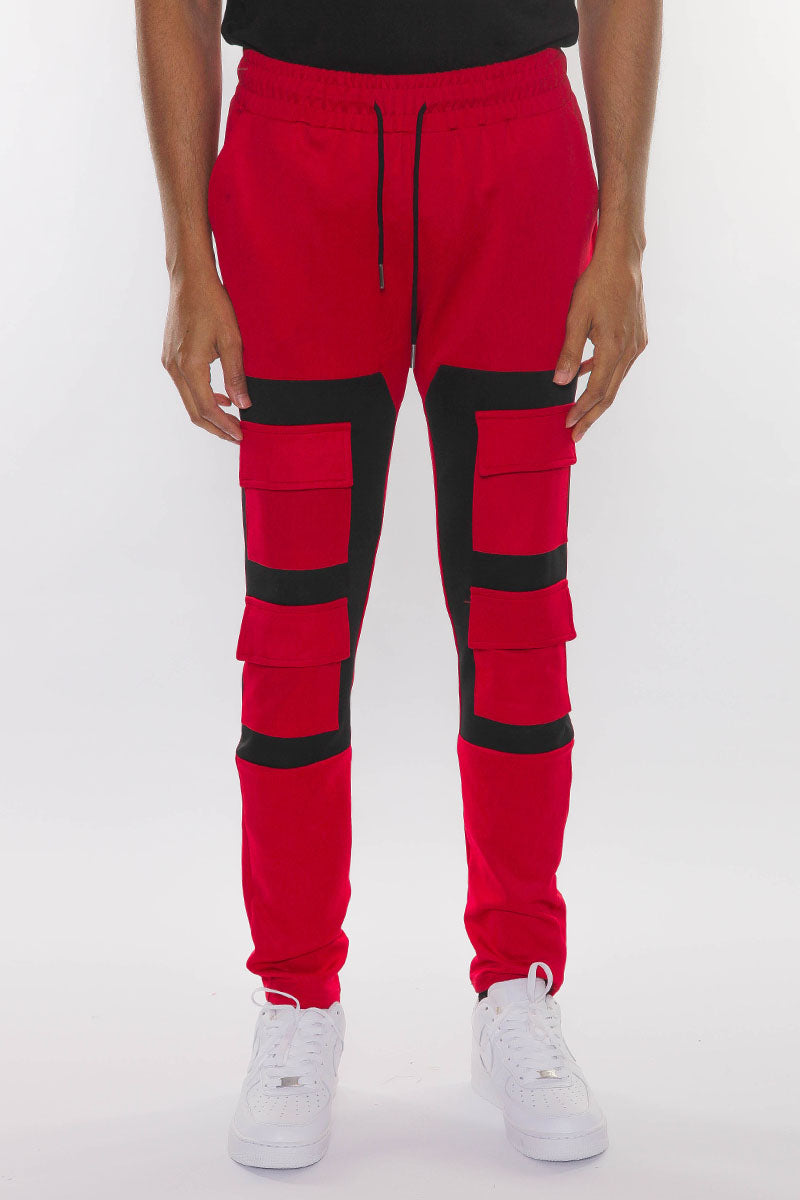 COLOR BLOCK CARGO TRACK PANTS